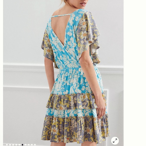 Anthropologie Daily Practice Tiered Floral Ruffle Dress medium beachy cottage - Picture 4 of 9